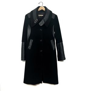 RUDSAK Black Trench Coat with Leather Accents